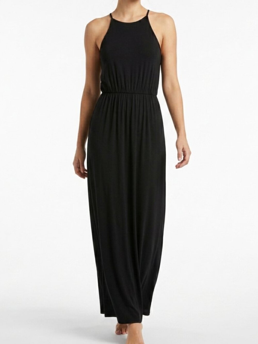 Blouson LUSH Black Rayon Stretch Maxi Dress Size M‎ Medium